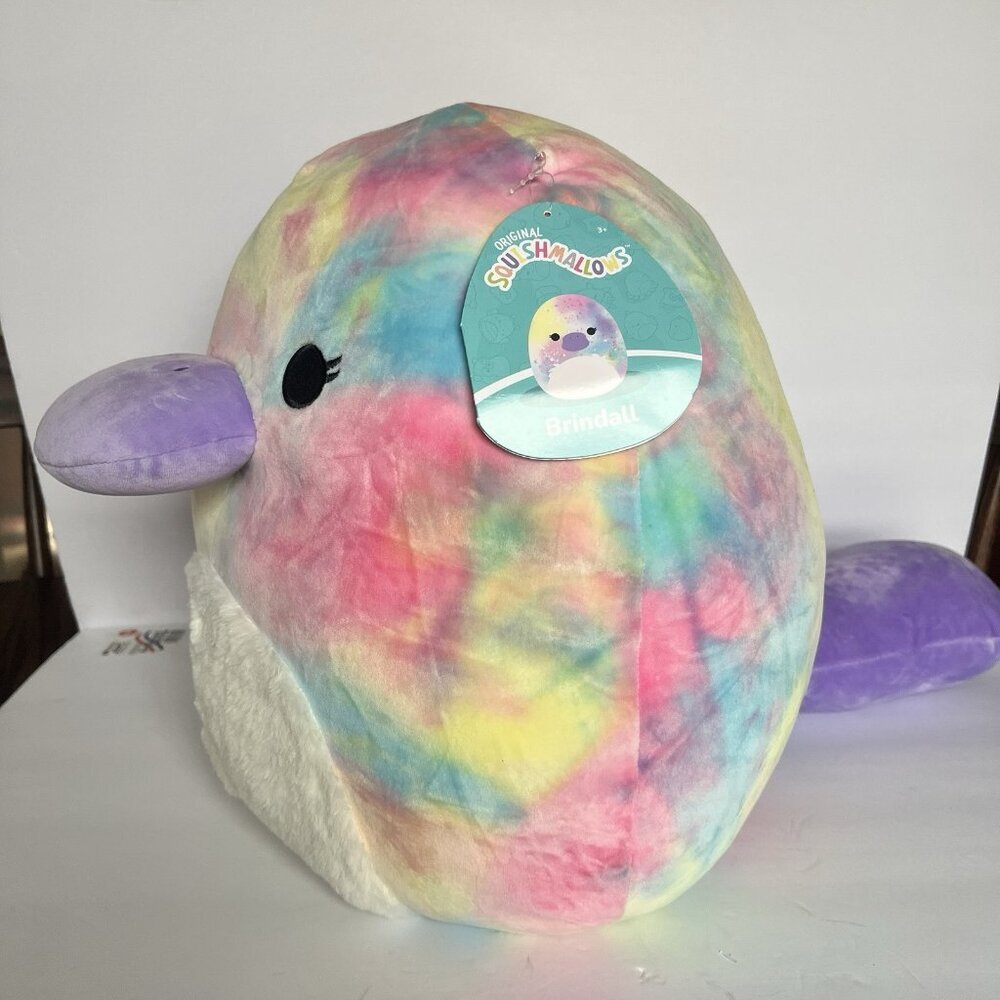 Squishmallow "Brindall" 16” Rainbow Tie Dye Platypus 2022 Kelly Toys New w/ Tag - Picture 2 of 7